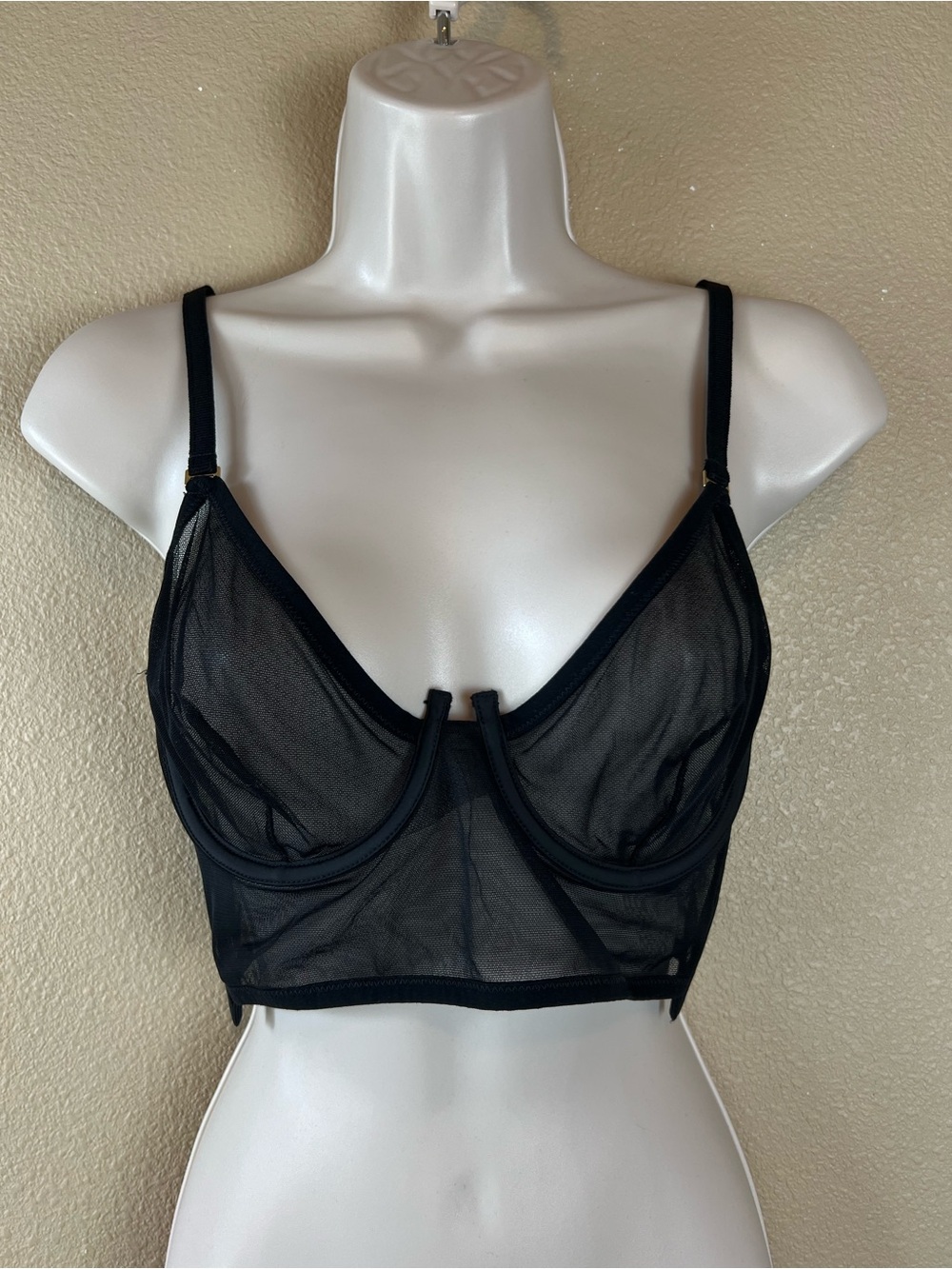 La Perla black mesh corset longline bra